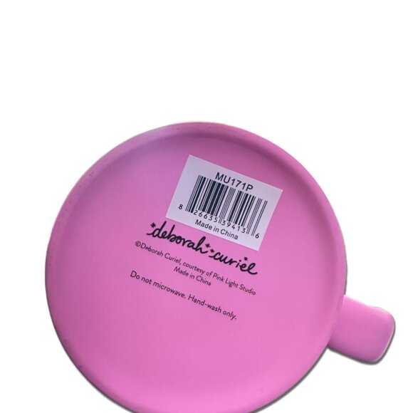 NWT Deborah Curie "Let It Grow" Pink Floral Folk Art Coffee Mug - Picture 4 of 4